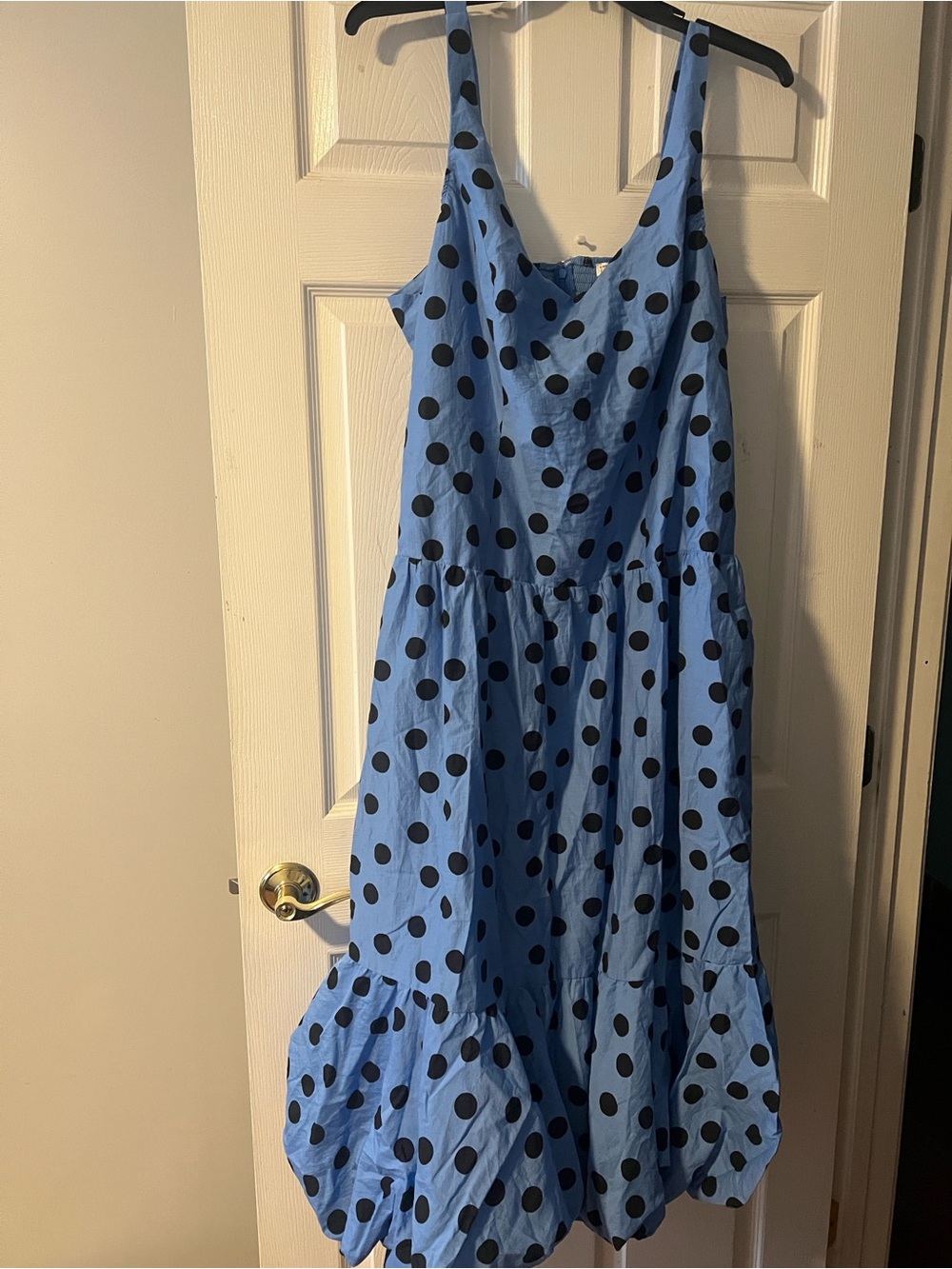 Maeve Light Blue Maxi Dress with Black Polka Dots
